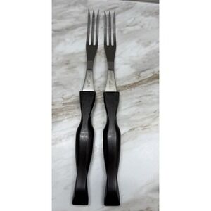 Cutco Carving Forks 1726 Brown‎ Orange Swirl Handle 11" Three Prong Set Of 2